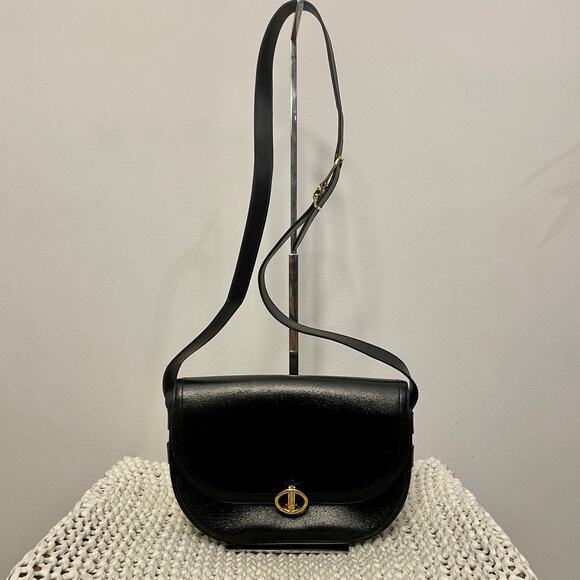 Christian Dior Crossbody Bag Black Vintage Logo Quiet Luxury Etched Leather - Picture 1 of 13